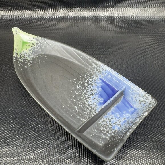 Kotobuki Stoneware Chip And Dip Canoe Trinket Tray Dish Ship Boat Dish Marked - Picture 10 of 13